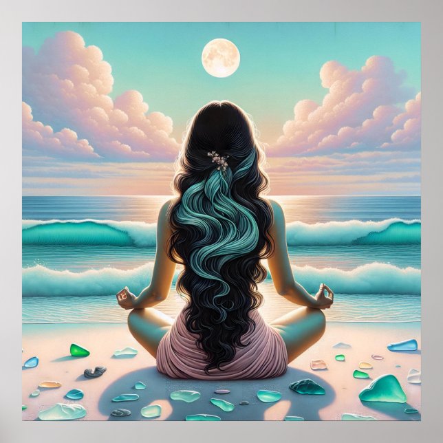 Póster Meditación de armonía en la playa (Frente)