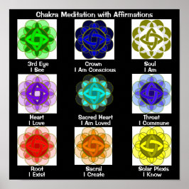 Póster Meditación de Chakra con afirmaciones