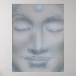 Póster meditación de la cara de buddah