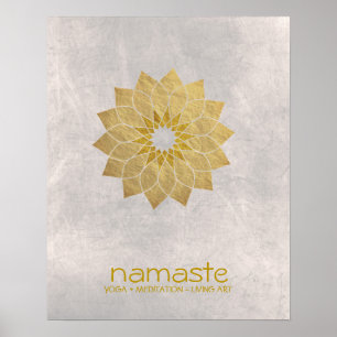 Póster Meditación de la yoga de Namaste de la acuarela de