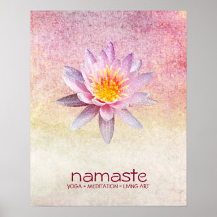 Póster Meditación de la yoga de Namaste de la acuarela de