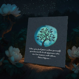 Póster Meditación de YOGA Cita Elegante Árbol de acuarela