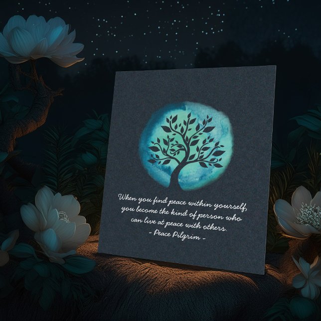 Póster Meditación de YOGA Cita Elegante Árbol de acuarela (Subido por el creador)