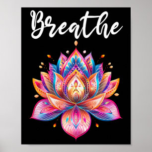 Póster Meditación de Yoga Flor de Loto Respira _3
