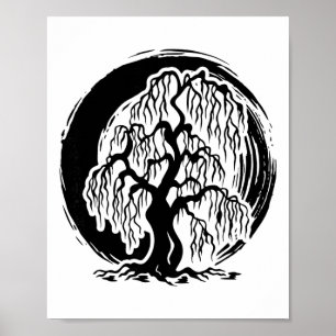 Póster Meditación del árbol de sauce llorón mindfulness b