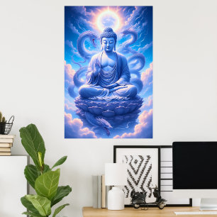 Póster Meditación del Buda del Dragón Místico
