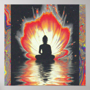 Póster Meditación del Loto de Fuego