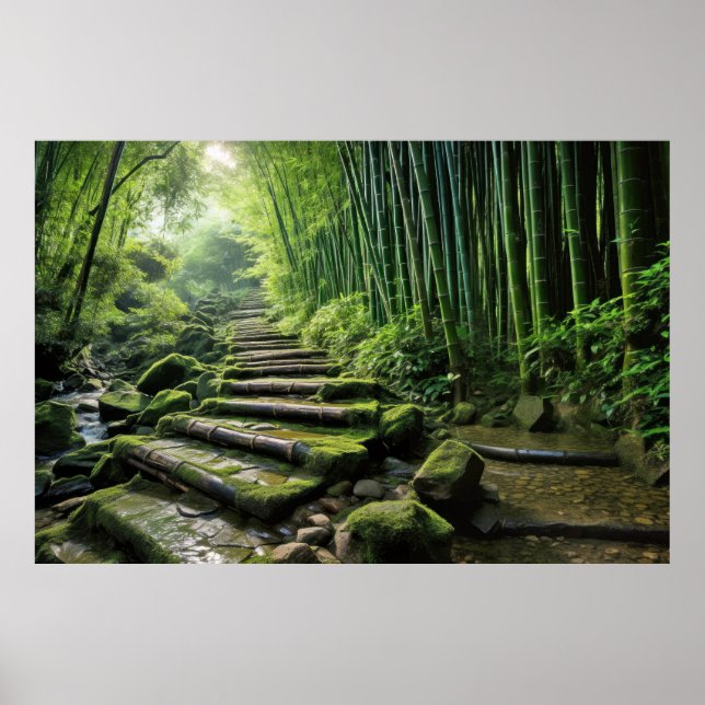 Póster Meditación del paisaje de bambú Serene Calm (Frente)
