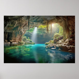 Póster Meditación del paisaje de las cuevas Serene Calle