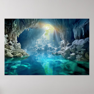 Póster Meditación del paisaje de las cuevas Serene Calle