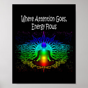 Póster Meditación Donde Va la Atención, Fluye la Energía 
