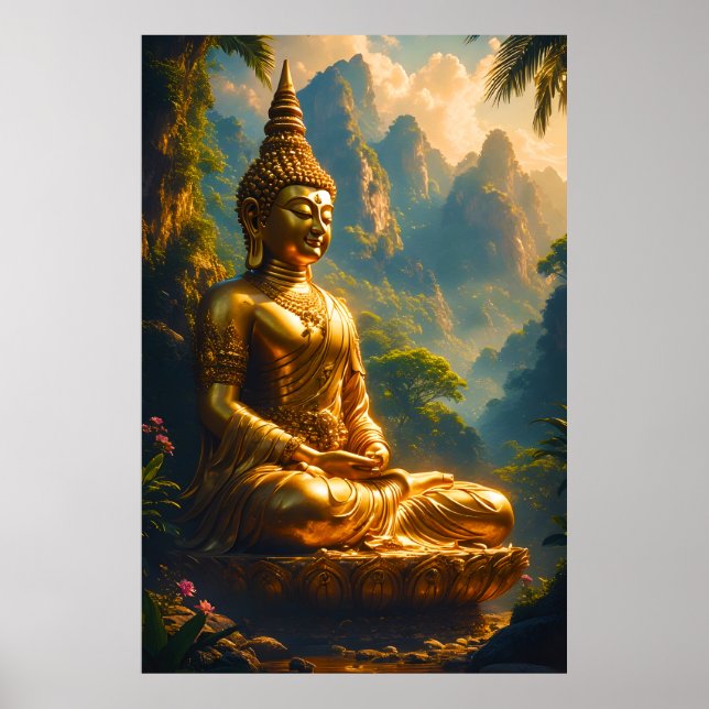 Póster Meditación Dorada en las Cumbres Tailandesas (Frente)