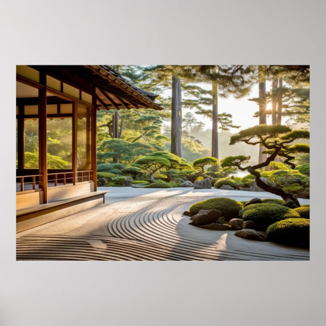 Póster Meditación en el jardín Serene Tranquilidad Paz (Frente)