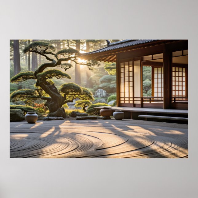 Póster Meditación en el jardín Serene Tranquilidad Paz (Frente)