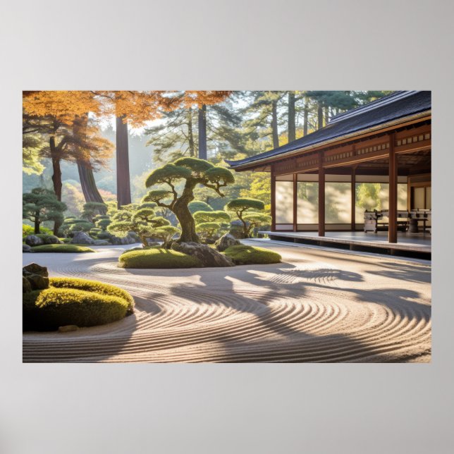 Póster Meditación en el jardín Serene Tranquilidad Paz (Frente)