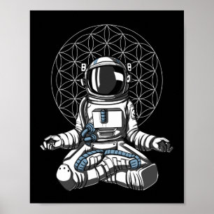 Póster Meditación espacial astronauta del yoga