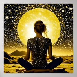 Póster Meditación femenina bajo la luna celestial