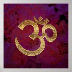 Póster meditación floral de la yoga del poster de OM de