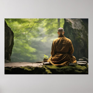 Póster Meditación Monje Tranquila Naturaleza Tranquila
