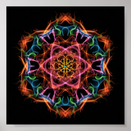 Póster Meditación personal fractal Mandala Rosa y Naranja
