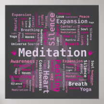 Meditación Word Cloud Tagin color rosa y violeta
