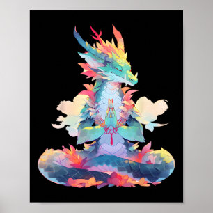 Póster Meditación Ying Yang Dragón Qi Gong Yoga Meditació