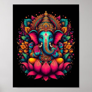 Póster Meditación Yoga Ganesh Dios Hindú Namaste Tees Gan