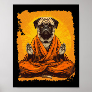Póster Meditación Yoga Pug de Perro