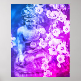 Póster *~* Meditación Zen Buddha Meditar Aqua Floral