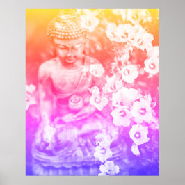Póster *~* Meditación Zen Buddha Meditar Floral Negrita