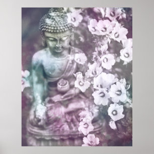 Póster *~* Meditación Zen Buddha Meditar Lavanda Floral