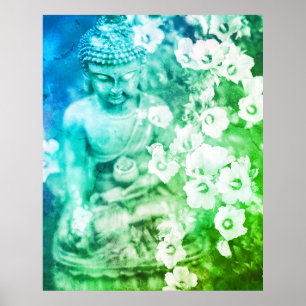 Póster *~* Meditación Zen Buddha Meditar Ombre Floral