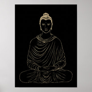 Póster Meditar al Buda de Oro
