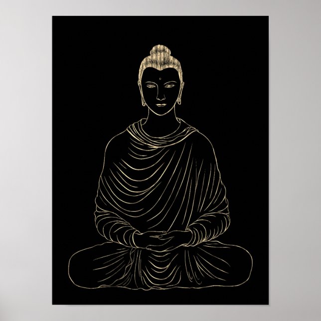 Póster Meditar al Buda de Oro (Frente)