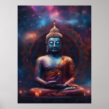 Meditar Buda con Poster de Mandala