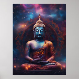 Póster Meditar Buda con Poster de Mandala