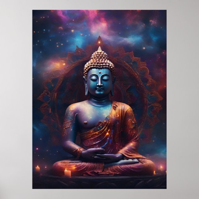 Póster Meditar Buda con Poster de Mandala (Frente)