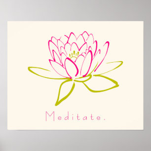 Póster Meditar. Flor de Lotus