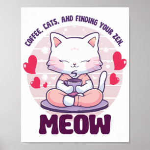 Póster Meditation cat - Kawaii cat