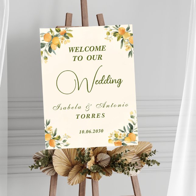 Póster Mediterranean Botanical Lemon Olive Wedding Sign (Subido por el creador)