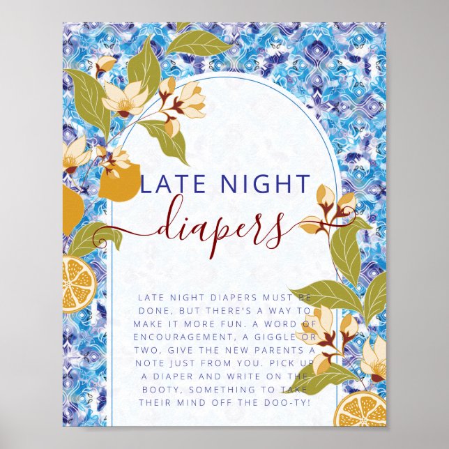 Póster Mediterranean Lemon Amalfi Coast Baby Shower (Frente)