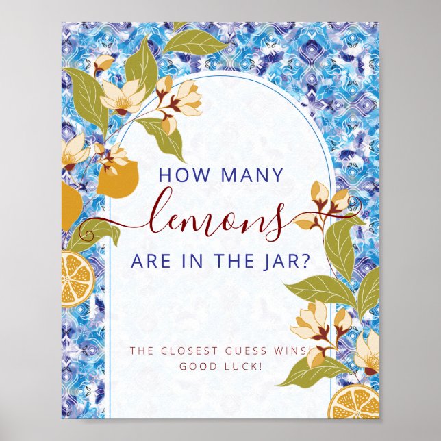 Póster Mediterranean Lemon Amalfi Coast Baby Shower (Frente)