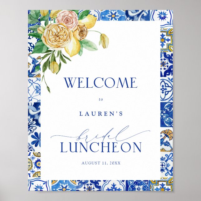 Póster  Mediterranean Lemon Bridal Luncheon Welcome (Frente)