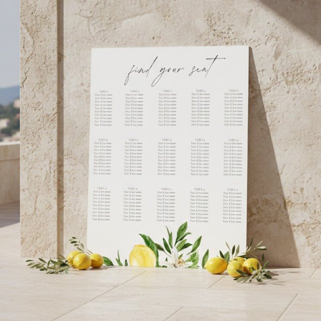 Póster Mediterranean Lemon Wedding Seating Chart  (Subido por el creador)
