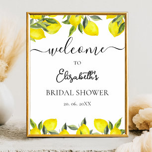 Póster Mediterranean Yellow Lemon Bridal shower