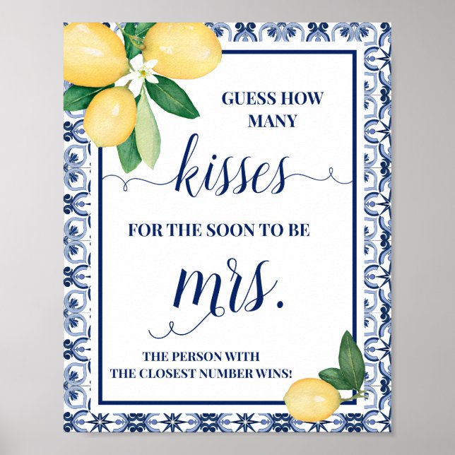 Póster Mediterráneo cuántos besos para la señora Rótulo d (Frente)