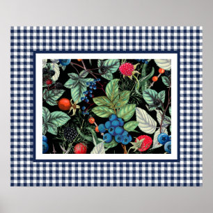 Póster Medley de bayas sobre Gingham campestre