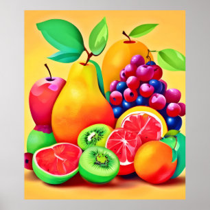 Póster Medley de la fruta colorida