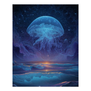 Póster Medusa Celestial Océano Cielo Fantasía Arte