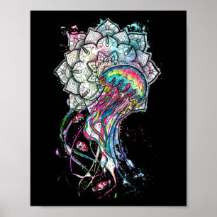 Póster Medusa Chakra Acuarela Animal Marino Yoga Boho A